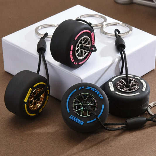 f1 tire keychain with rim